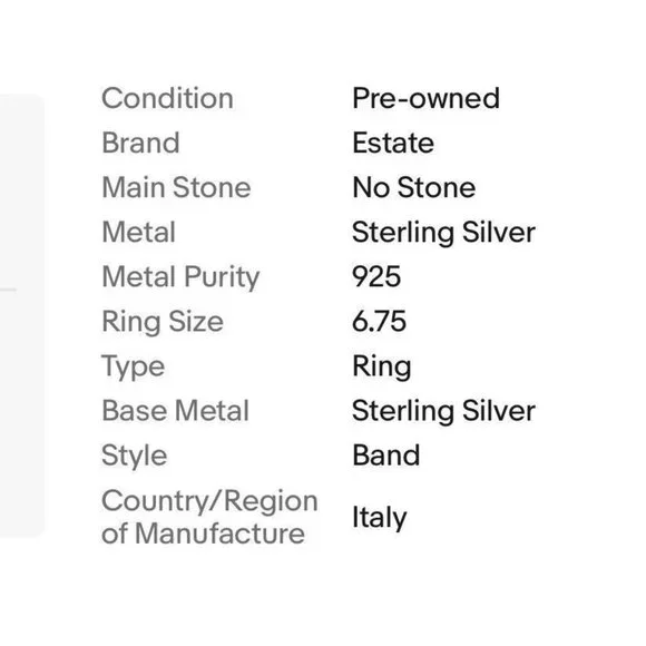 925 Italy Sterling Silver Estate Vintage Ring Artistic Sleek Wide Size 6.75 - Picture 11 of 11